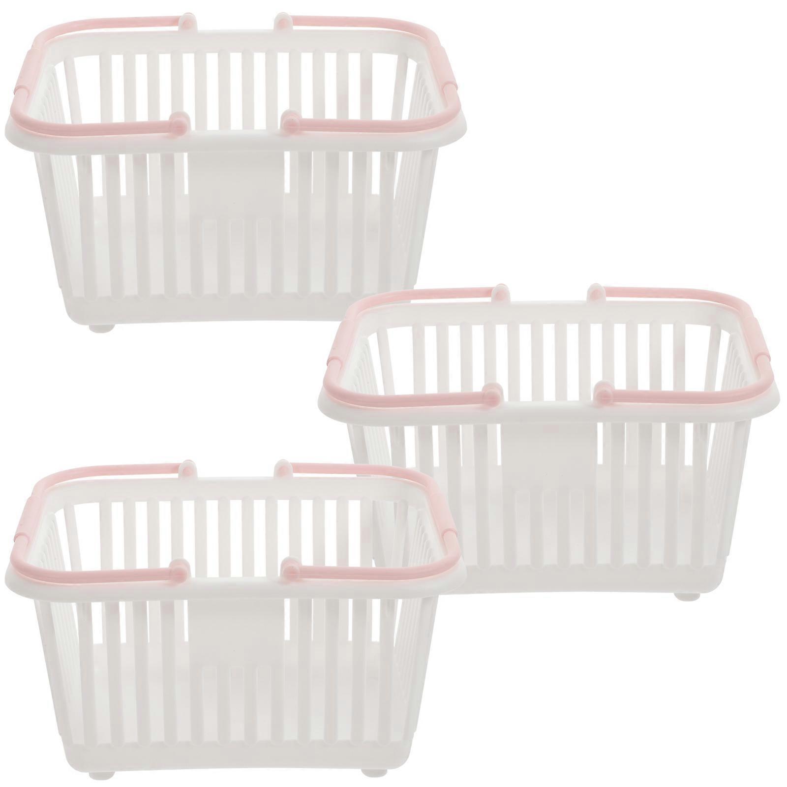 3pcs Small Toy Basket Plastic Baskets with Handles Compact Desktop Sundries Basket
