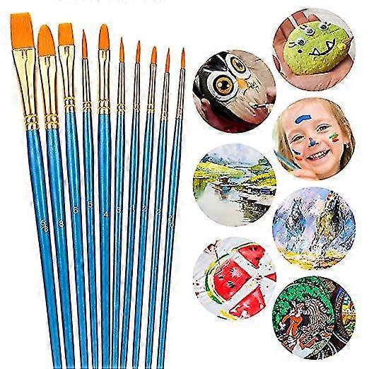 Paintbrush Set, 10 Different Sizes, For Artists, Adults And Kids Blue