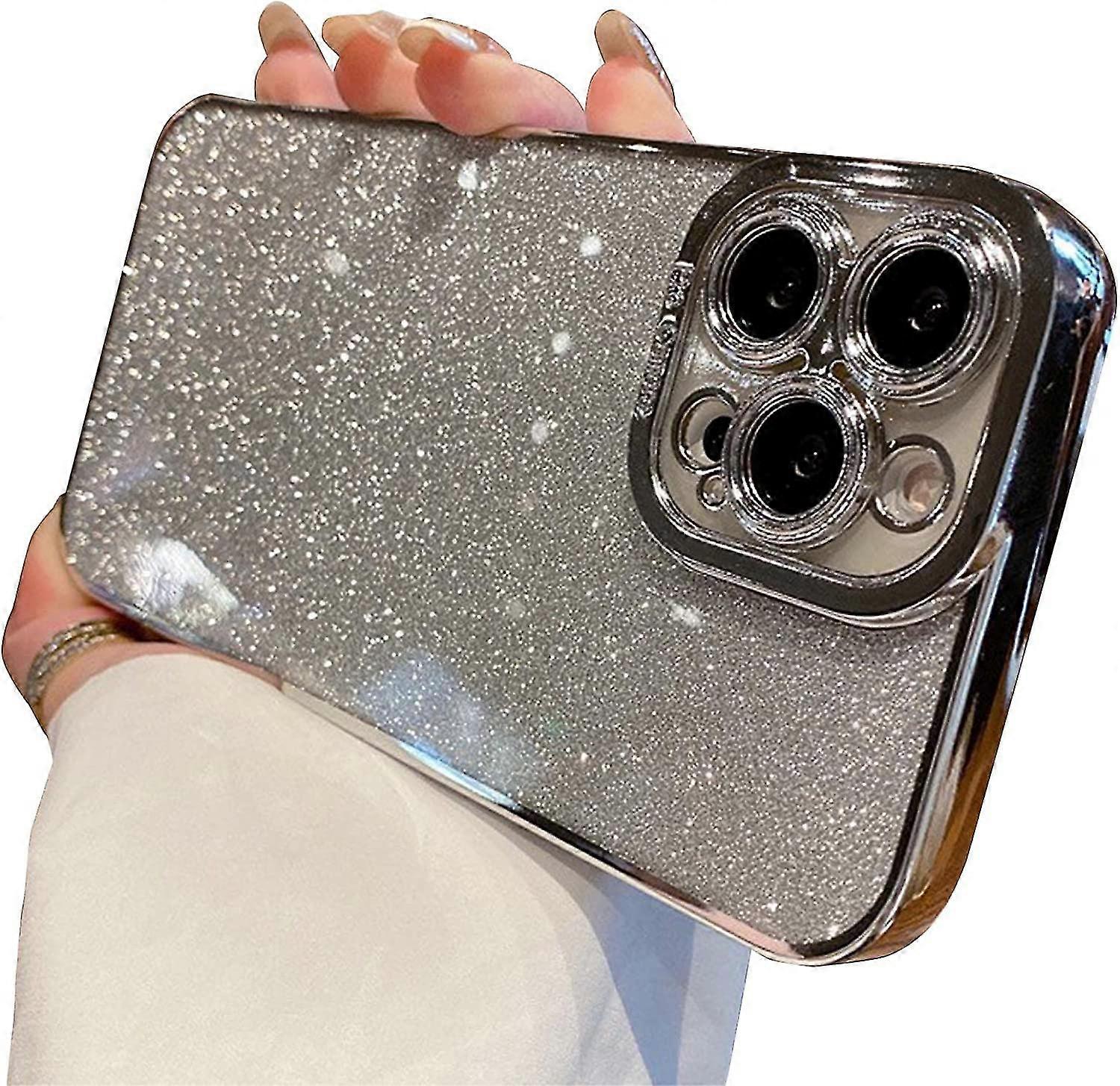 Compatible avec Iphone 11 12 14 13 Pro Max Glitter Plating Case, Luxury Bling Sparkly Shiny Clear Case pour Iphone 11 12 14 13 Pro Max Camera Protectio