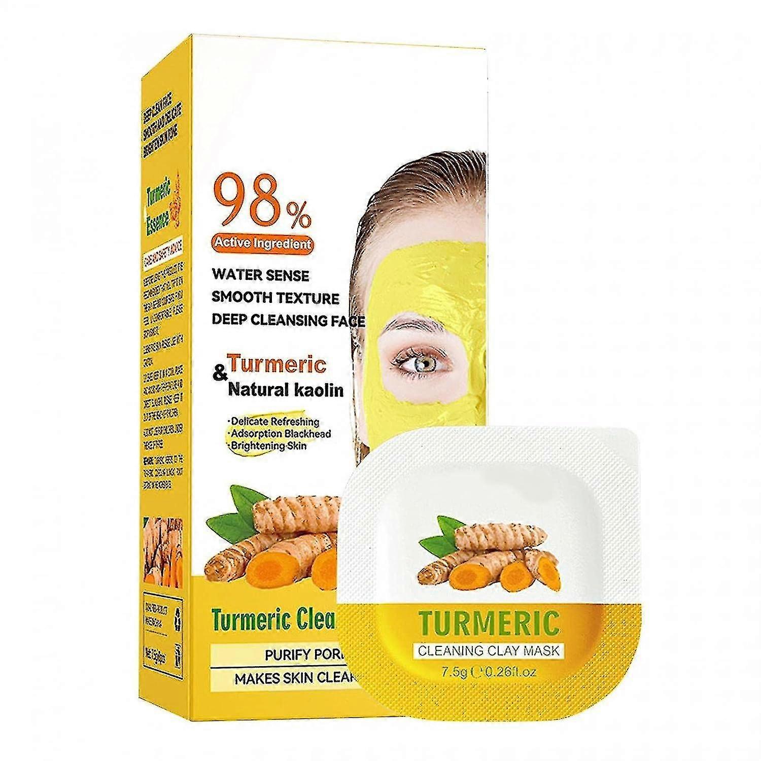 Turmeric Vitamin C Clay Mask - Deep Foaming Pore Cleansing And Refreshing - Hydrating Facial Whitening Brightening Mask