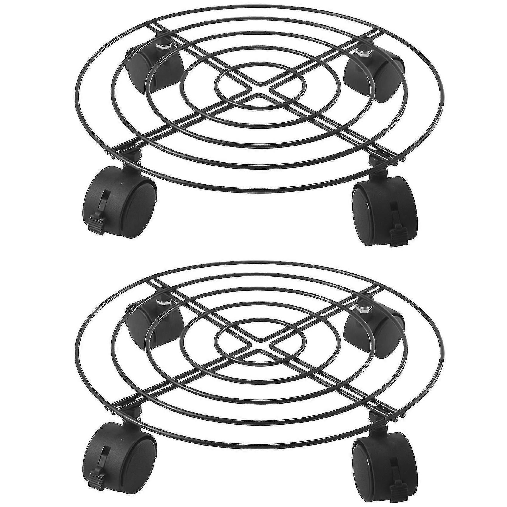 Metal Plant Flower Pot Stand Trolley On Wheels Indoor Outdoor Home Garden Tools (2-pack)