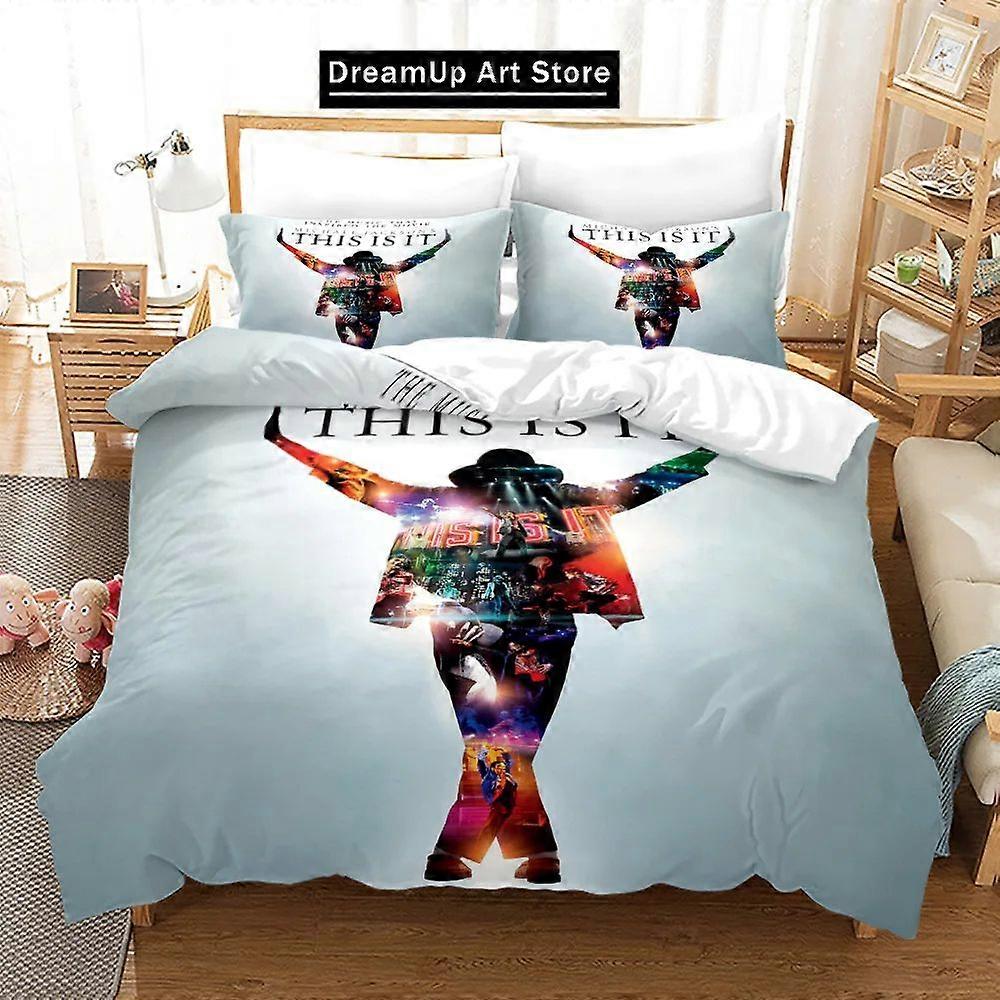 a3425 Lakan Michael Jackson Sängkläder Set Pojkar Flickor Påslakan Örngott Säng Barn Vuxen Hem Textilextil3-delat sängkläder set (1 påslakan