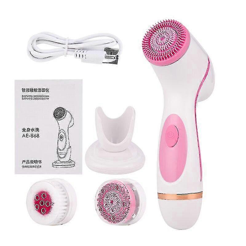 3 In 1 Electric Facial Cleansing Brush Silicone Rotating Face Brush Deep Cleaning Skin Peeling Massager Cleanser Exfoliation