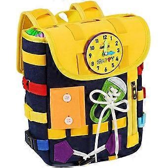 Toddlers Busy Board Backpack with 10 Pcs Pop-tubes, Montessori Sensory Toy ,Basic Life Skills ,for Preschool Kids 3 4 5 years old