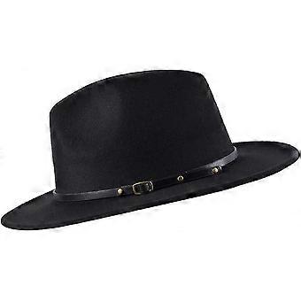 Casquette de feutre de chapeau de jazz d'hiver pour femmes pour filles - Wide Brim Vintage Retro Hatsblack