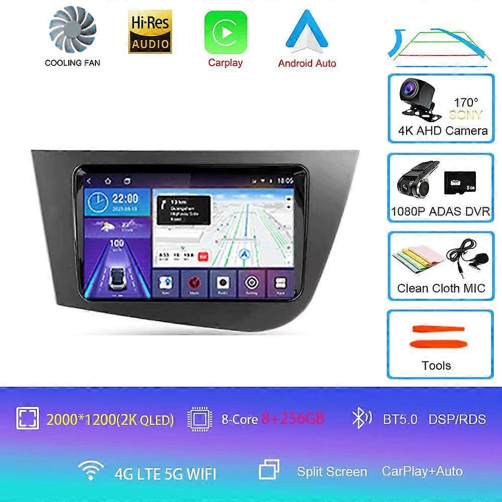 Autoradio Android 14 Navigation Lecteur multimédia pour Seat Leon 2 Mk2 Lhd 2005 - 2012 Carplay Auto Stereo Wifi + 4g Vidéo Ai Voice