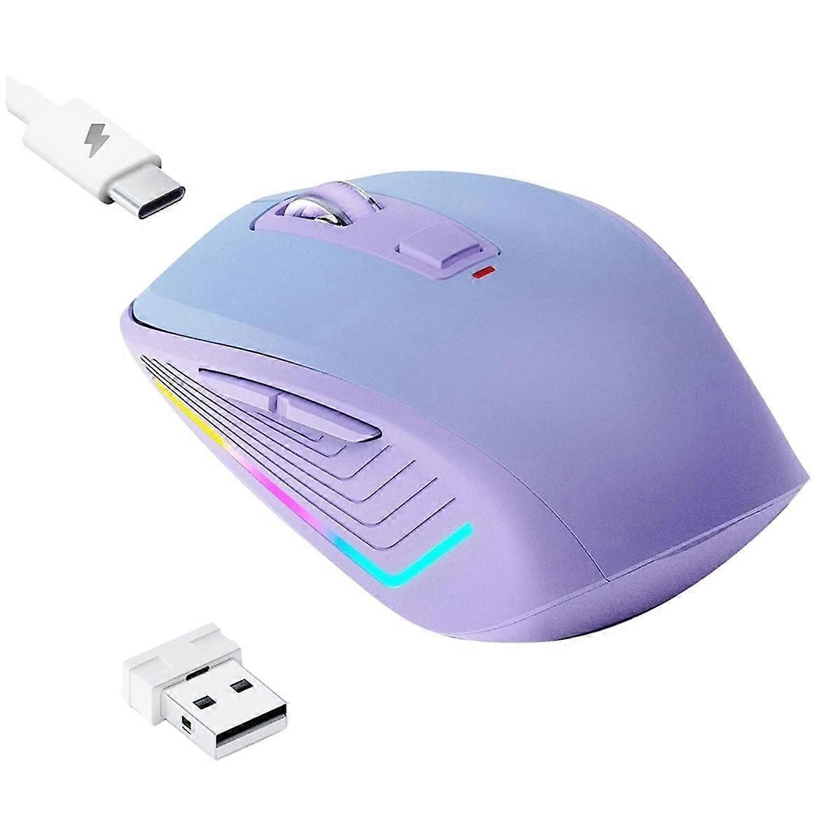 Wireless Mouse, Computer Mouse with RGB Backlit, Rechargeable Bluetooth Mice, Optical USB Mouse for