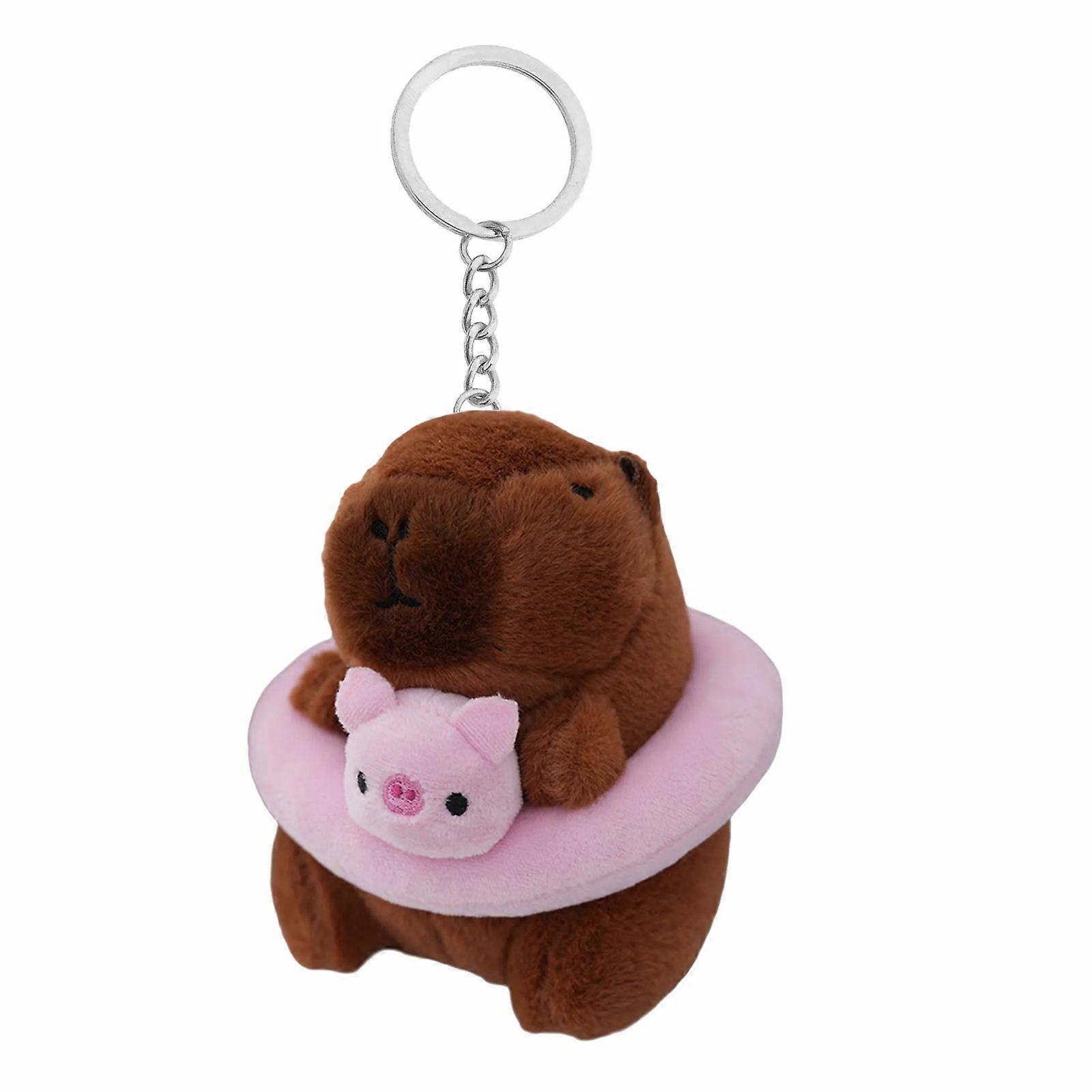 Cute Capybara Keychain Plush Bag Pendant Creative Stuffed Doll Keyring Accessory Versatile Bag Charm for Daily Use  Pink