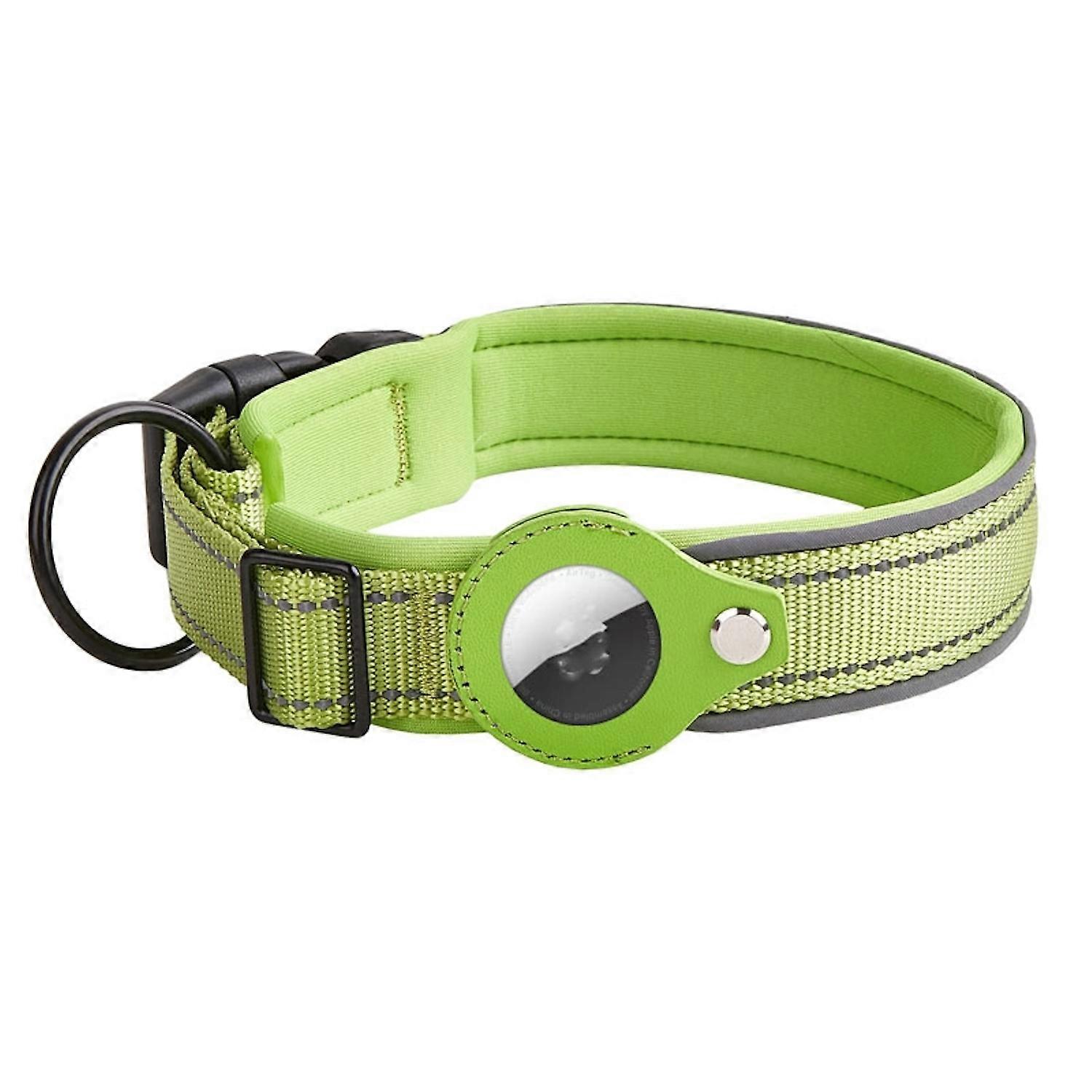 For Apple AirTag Nylon Reflective Neoprene Dog Collar Size S