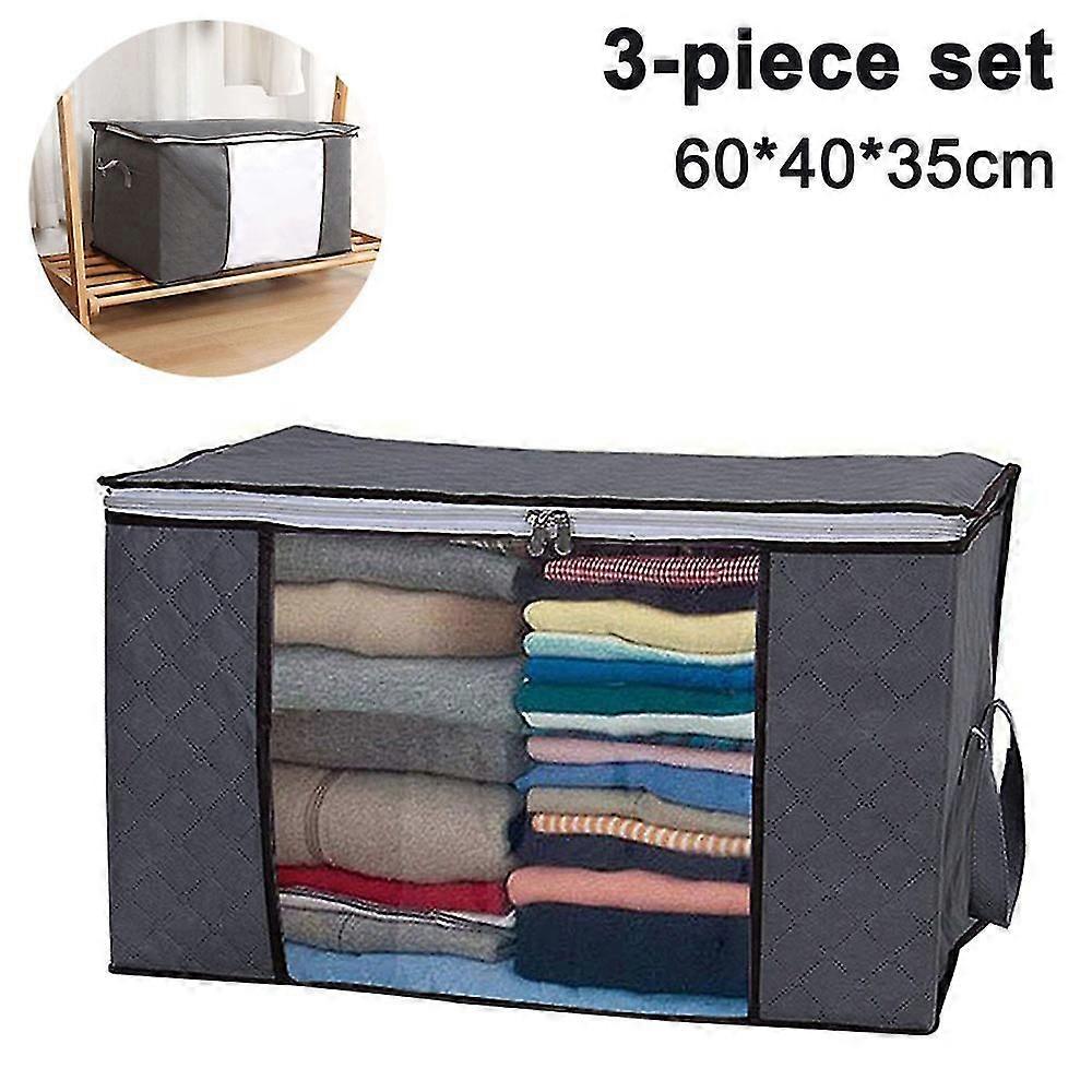 3 Pack Clothes Storage Bags, Large Capacity Clothing Closet Organizer For King Comforters, Blankets, Duvet And Quilt With Reinforced Handle, Clear Win