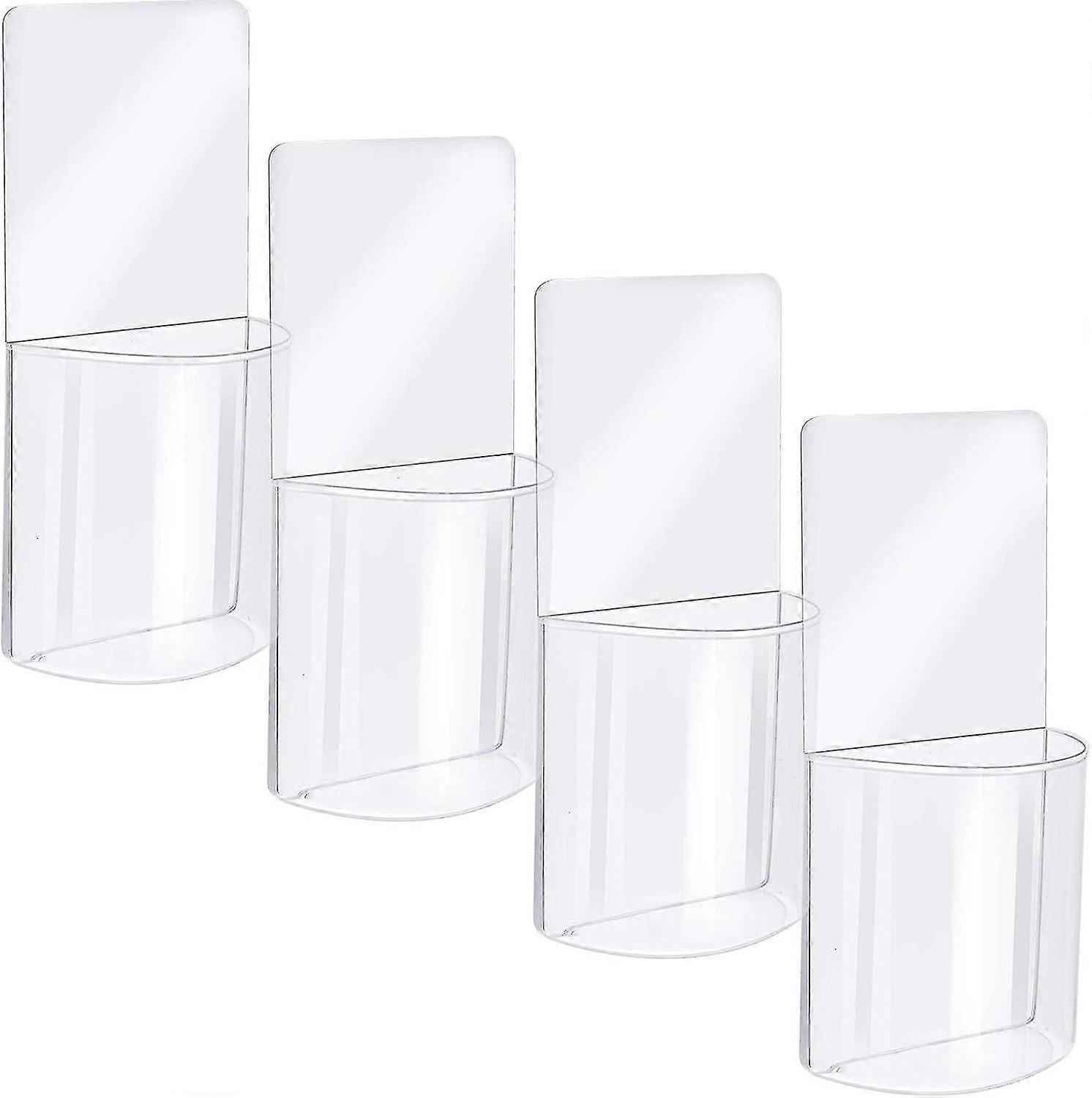 4 Pieces Wall Mounted Storage Box Transparent Remote Control Holder Convenient Acrylic Media Organizer