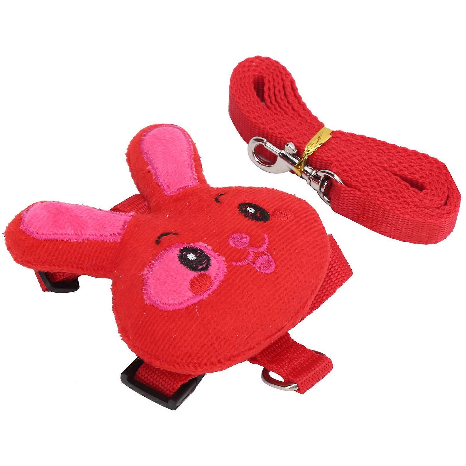 Small Pet Rabbit Fancy Leash and Harness Set Durable Nylon for Pet Pulling WalkingRed M