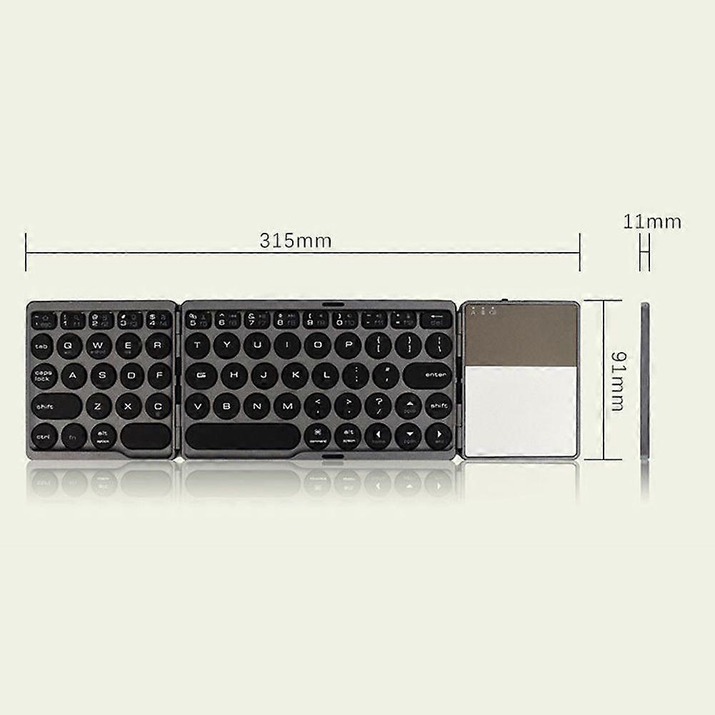 B089T Portable Mini Three Folding Bluetooth Keyboard 64 Keys Wireless Foldable Touchpad Keypad for IOS Android iPad Tablet Phone