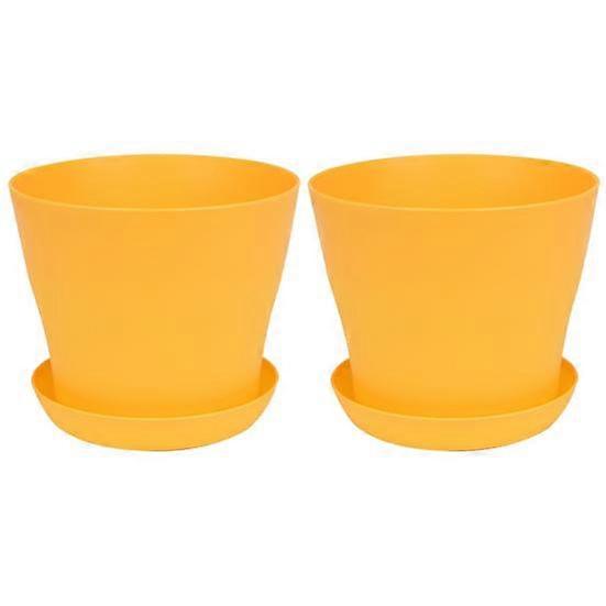 2Pcs Flower Pot with Saucer Large Mouth PP Drainage Holes Plant Container for Balcony
