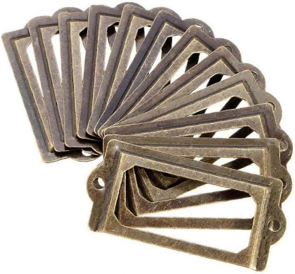 12pcs Antique Box Label,Furniture Handle,Furniture Cabinet Drawer Box,Metal Pull Frame Handle File Business Card Holder