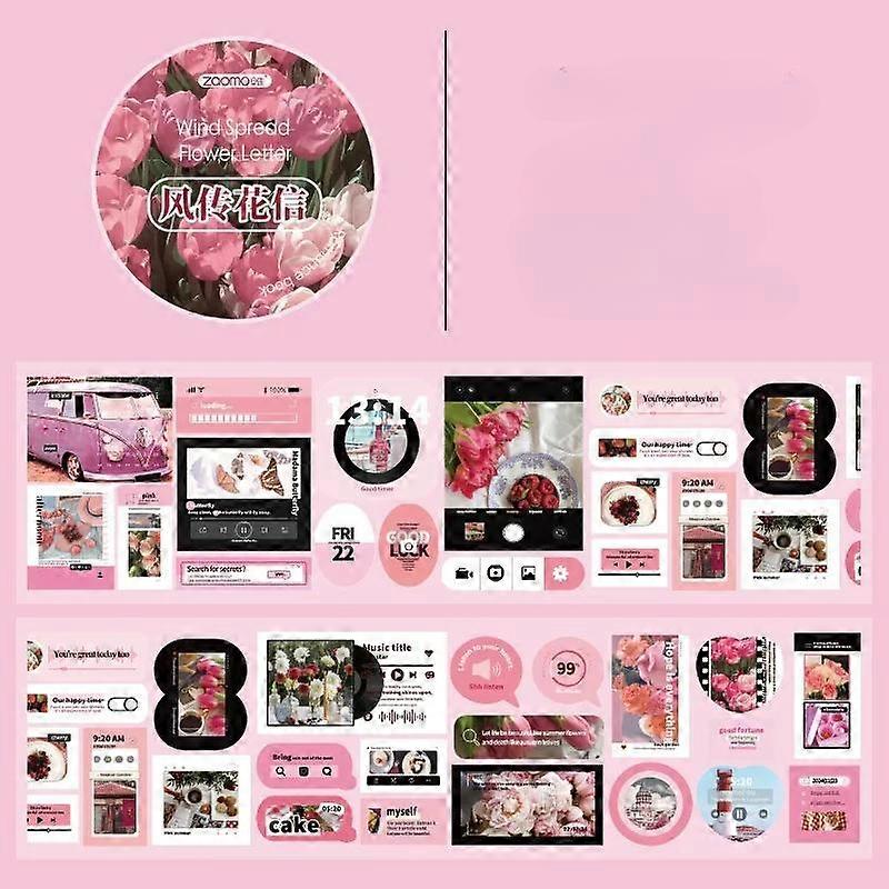 6m Sweet American Style Sticker Cute Floral Butterfly Music Player Phone Series Washi Tapes DIY Decor Scrapbook Journal Tappe