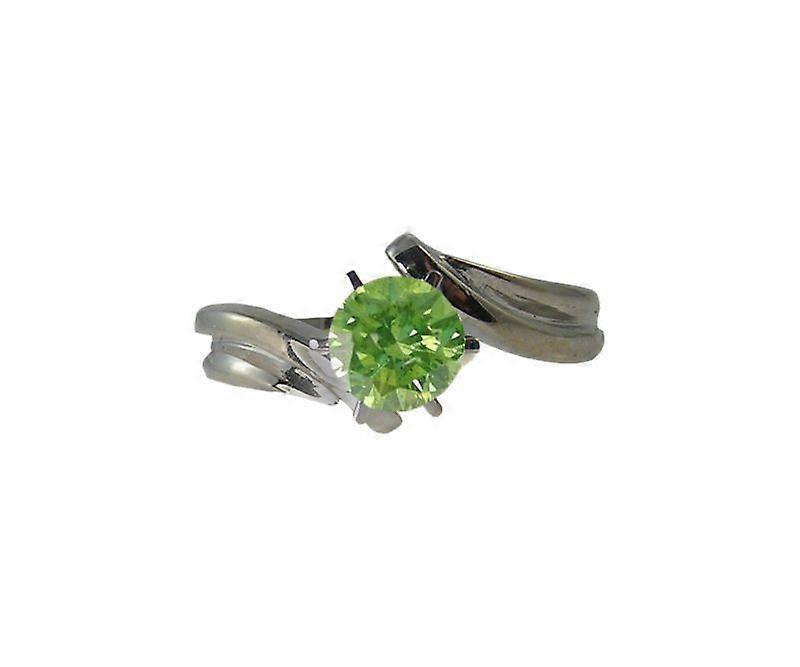 Round Diamond Solitaire Engagement Ring 14k White Gold 0.57 Ct, (Olive Green(Color Irradiated) Color, SI2 Clarity)