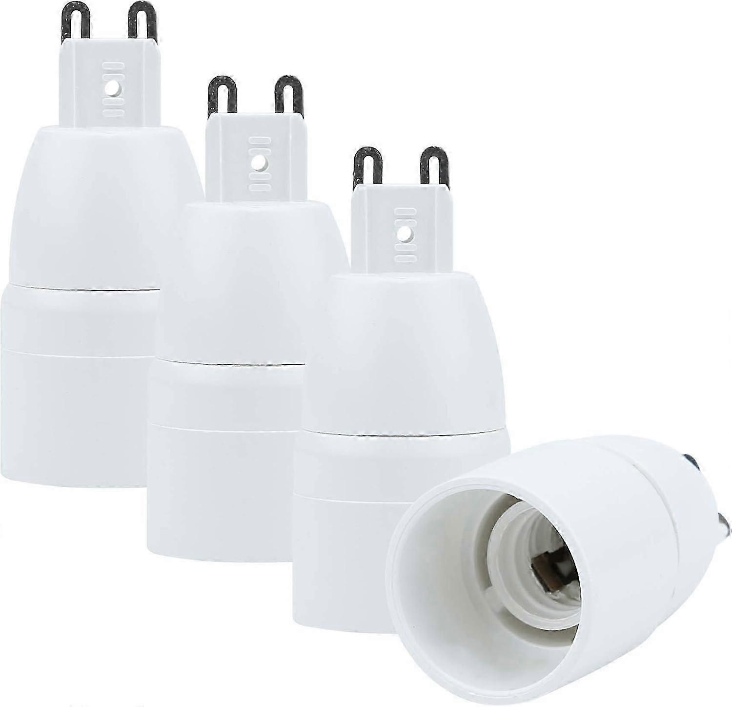 4x Lamp Socket Adapter G9 to E14 in WHITE - Set of 4 reformatting lamp socket converters for incandescent, LED, halogen, energy saving lamps