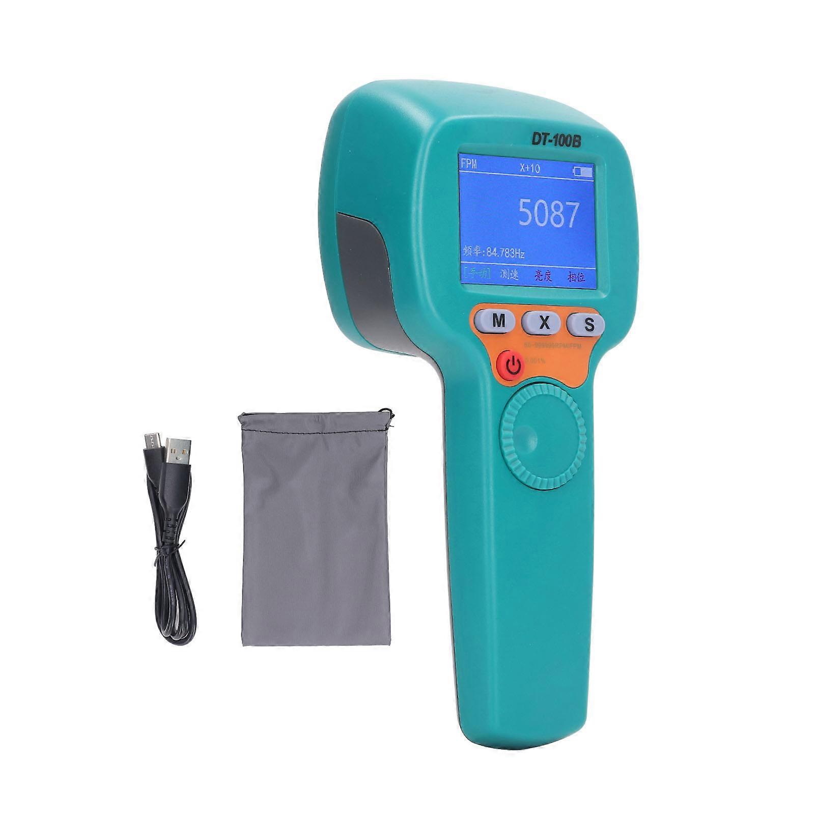 Digital Handheld Stroboscope, Measuring 60-49999 RPM Non Contact Strobe Tachometer 1500LX 7.4V Rechargeable LED Flash Strobe Tachometer LCD