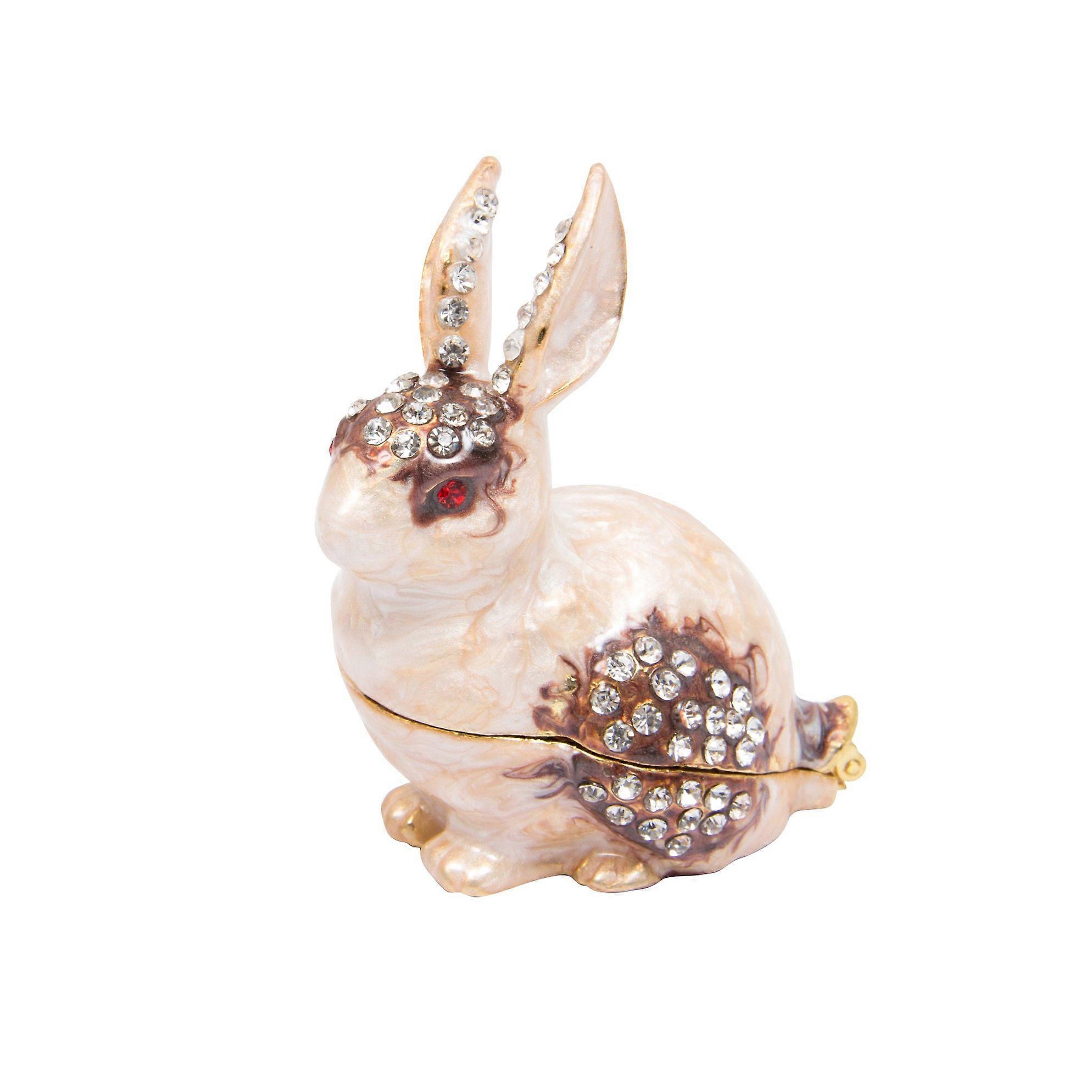 Enameled Rabbit Jewelry Box - Hand-Painted Decorative Storage Container for Rings, Necklaces, and Trinkets