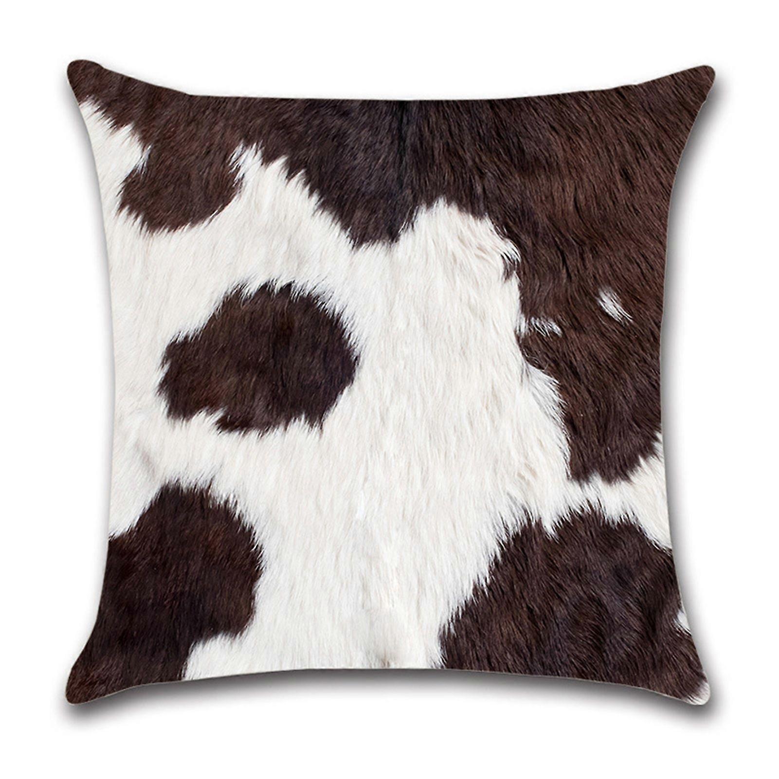 Throw Pillowcase Cow Pattern Cushion Cover Hidden Zipper Square Pillow Case for Home Sofa Decoration