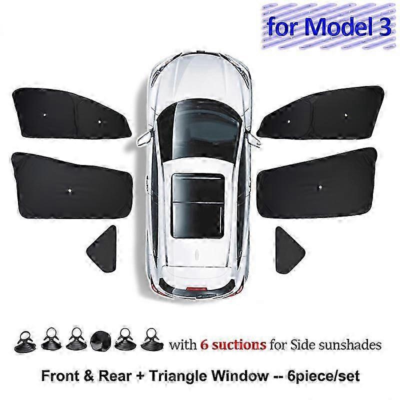 Parasole per auto per Tesla Model 3 Y X S 2017-2023 Copertura parasole personalizzata per finestrino laterale anteriore con accessori per parabrezza posteriore di aspirazione