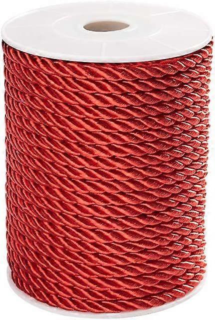 Twisted Cord Red, 20 Yards(18m) 5mm 3-Ply Twisted Cord Rope Nylon Twisted Cord Trim Thread String for DIY Craft Sewing Upholstery Valentine Christmas 