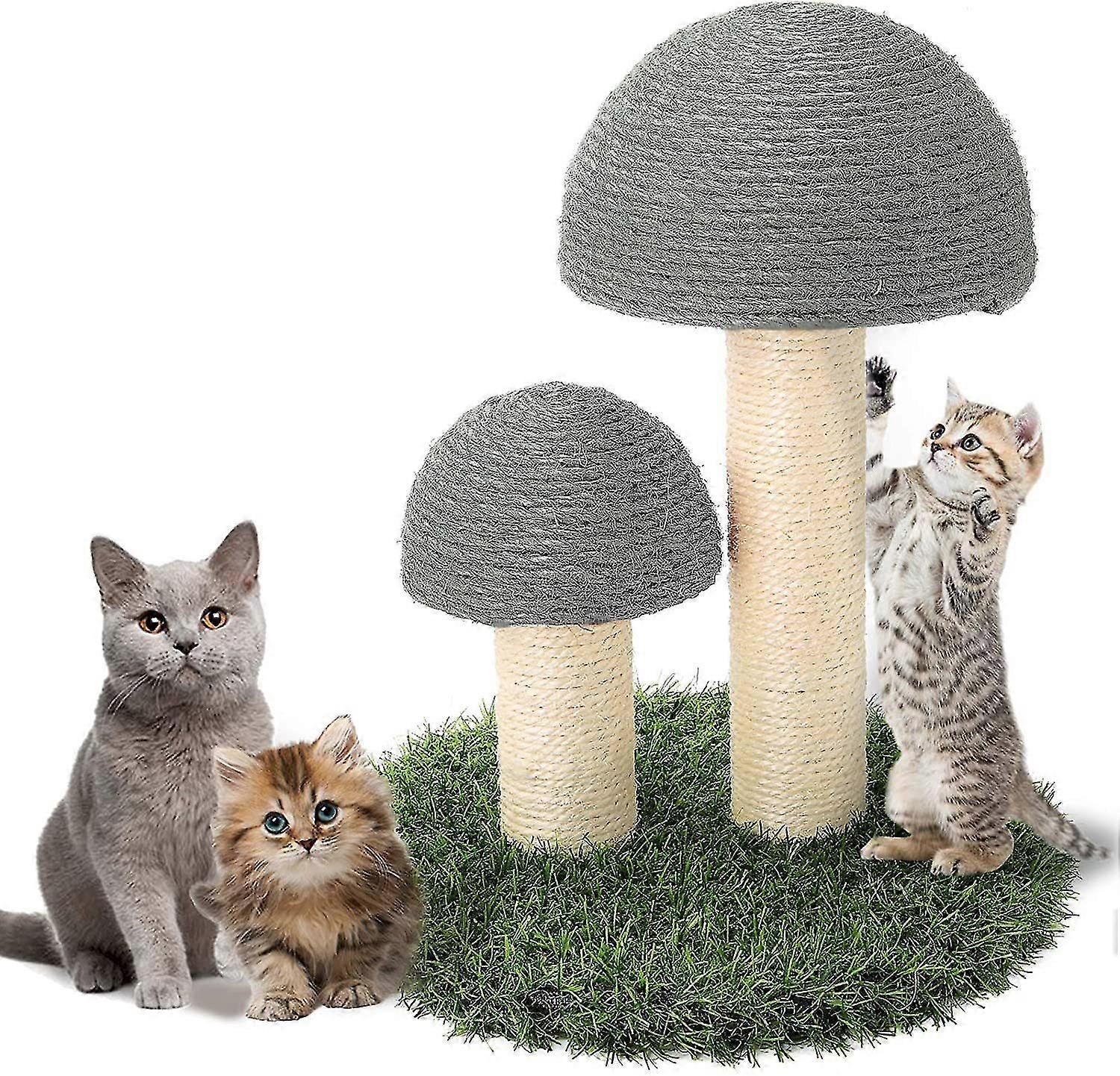 Cat Scratching Post, Buildable Cat Claw Scratcher Sisal Rope Covered Soft Smooth Plush (Mushroom)