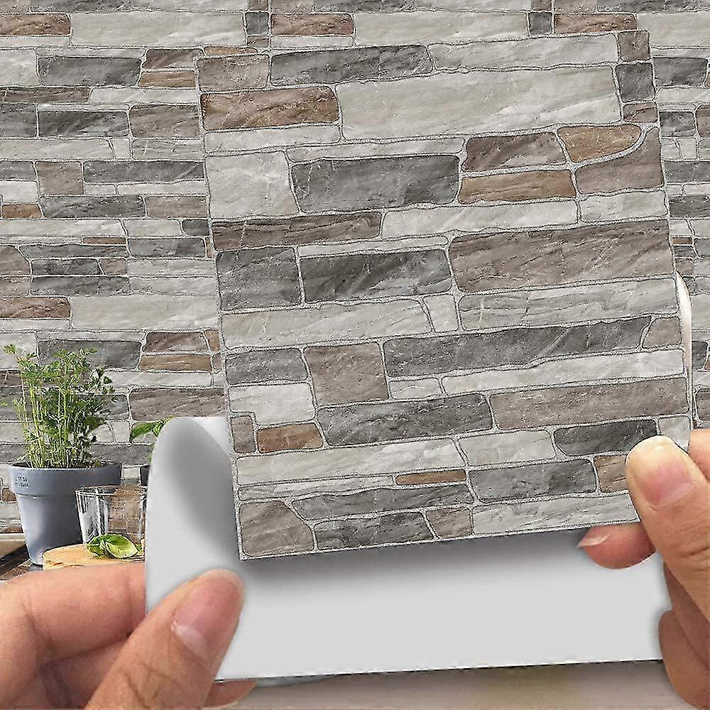 20pcs Decorative Tile Adhesive, Imitation Leather Brick,Stone Style 3D