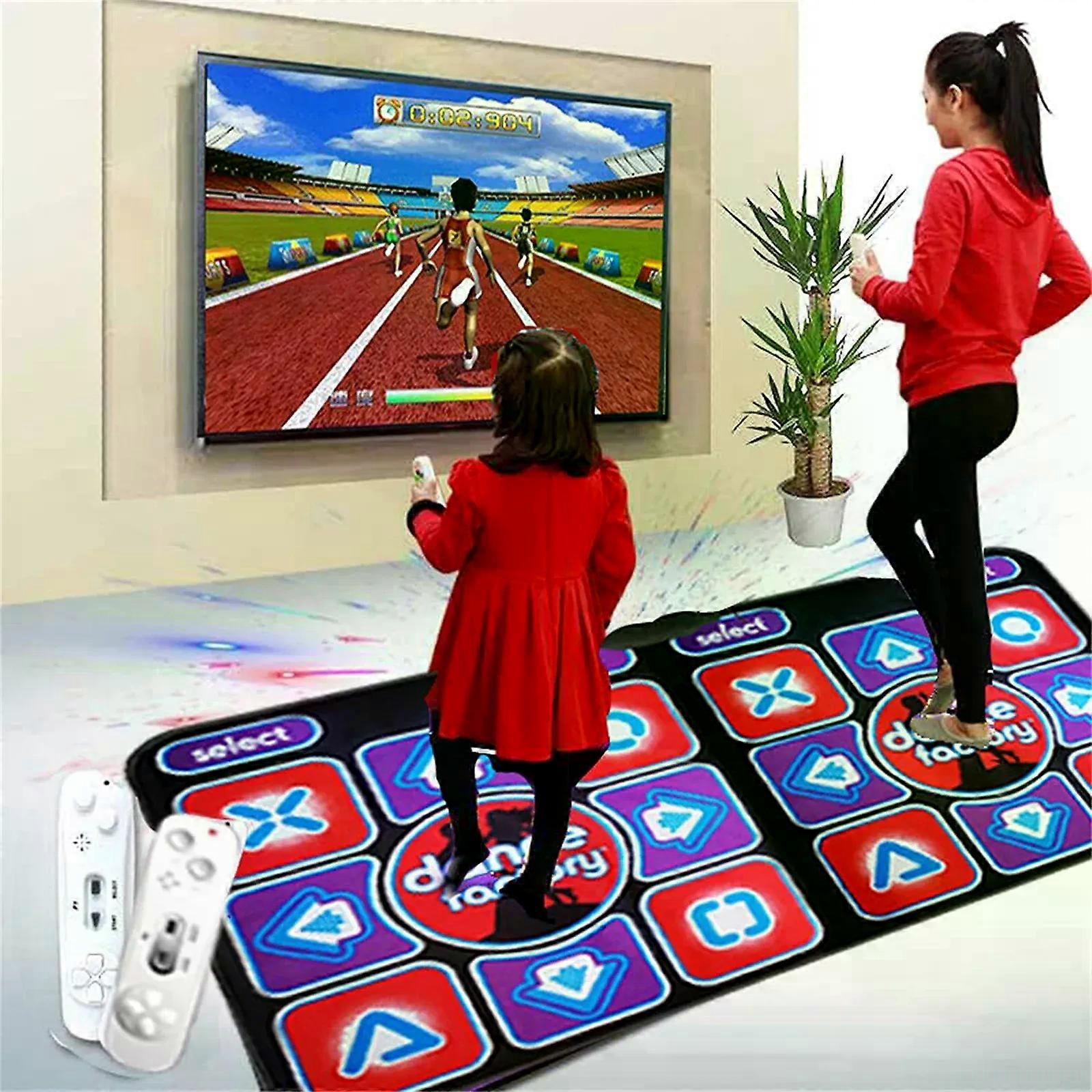 Double Dancing Mat Double User Wired Dance Mat Family Music Game Mat Non-Slip with 2 Remote Controller Multi-Function For PC TV