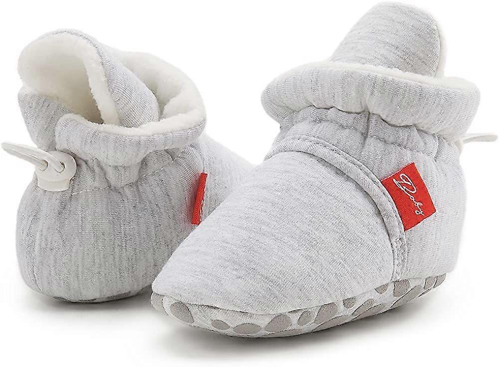 Newborn Baby Boy Girl Cotton Booties Soft Sole Infant Stay On Slippers Winter Warm Toddler Cozy Fleece Socks House Shoes
