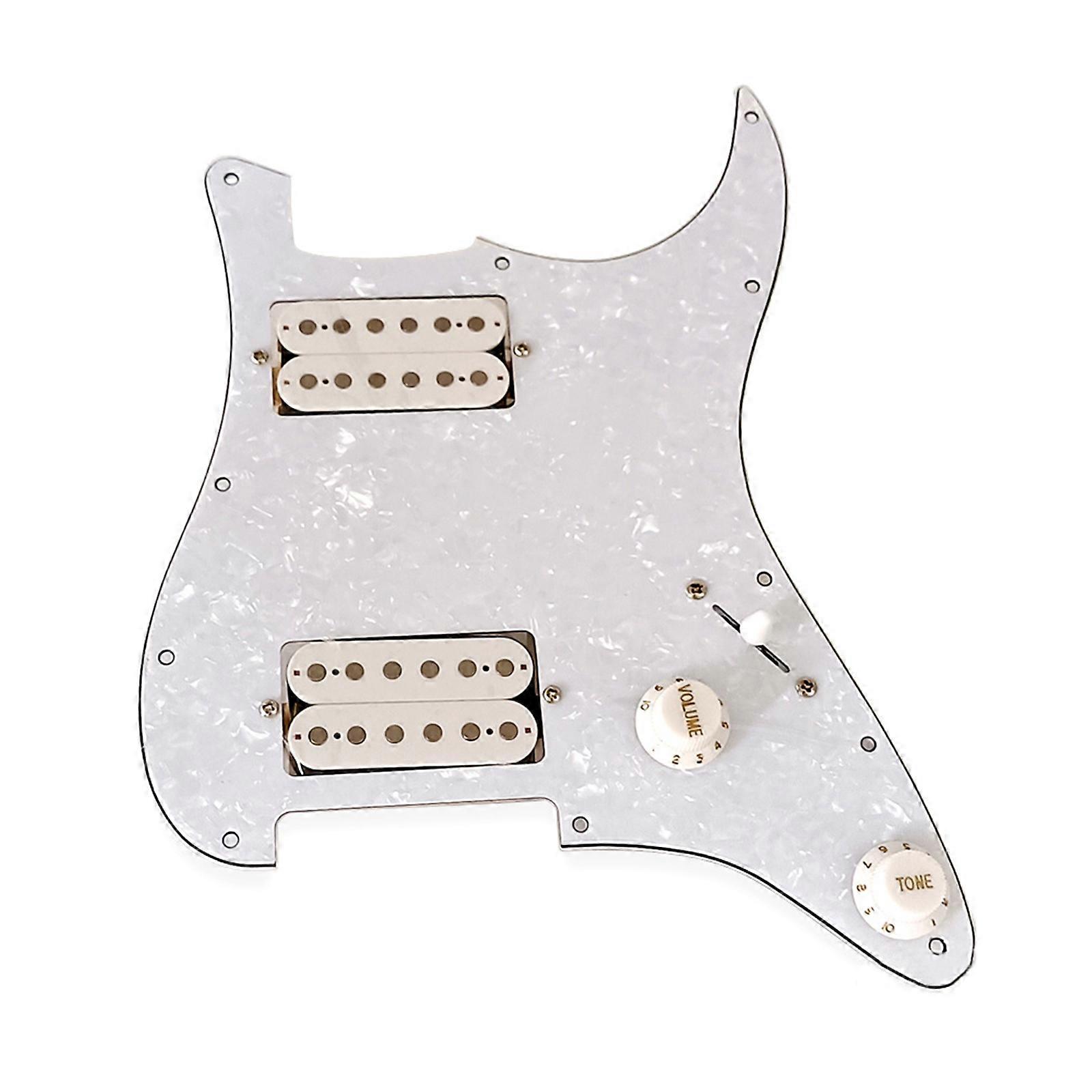 11 Hole Loaded Prewired Guitar Pickguard Guard Plate with HH Pickups for Guitar Strings Parts and Installation Tool Set white pearl