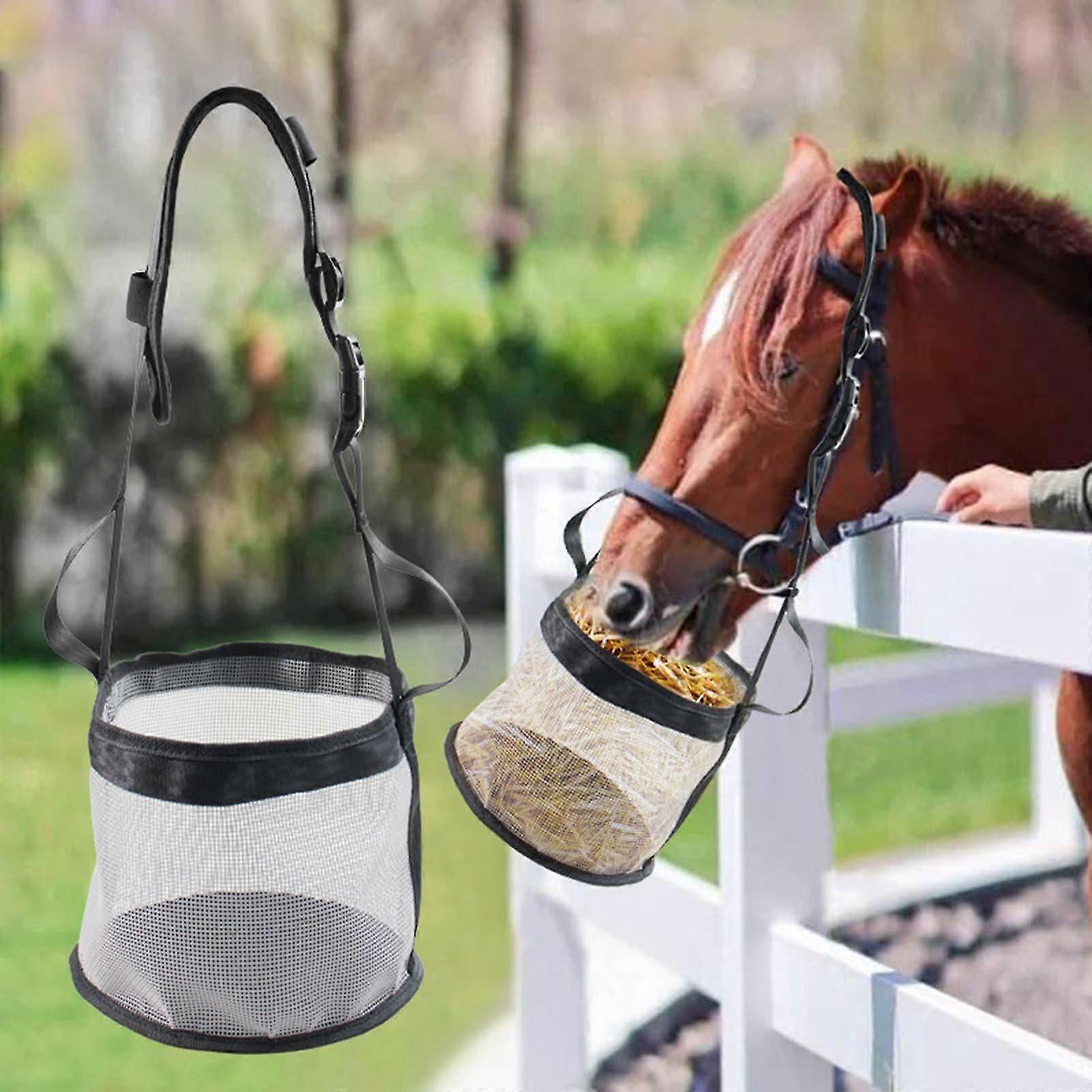 Horse Feeding Bags Breathable Mesh Grain Feeder Bag Nose Muzzle Durable