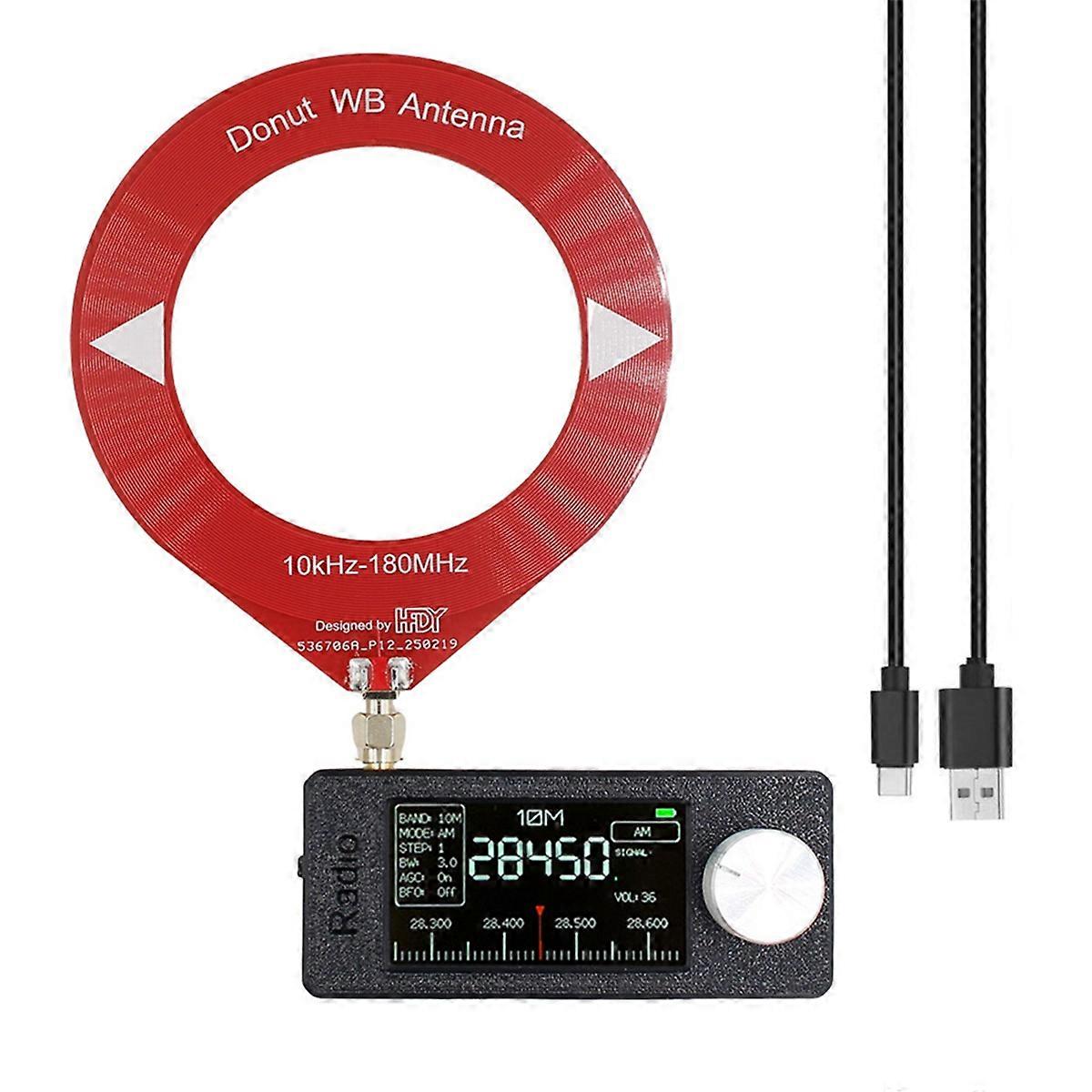 SI4732 Radio 0.5-108mhz LSB USB AM FM Pocket Mini Radio 1.9inch IPS Screen All Band Radio Receiver with Ring Antenna B