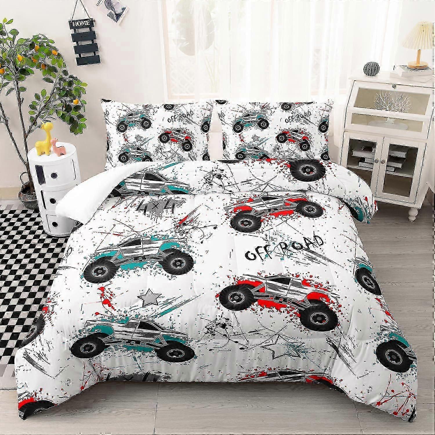 b1268 Lençóis Marrom Caminhão e Conjunto de Cama de 3 Peças 1 Capa de Colcha e 2 Fronhas Lençóis gb1268