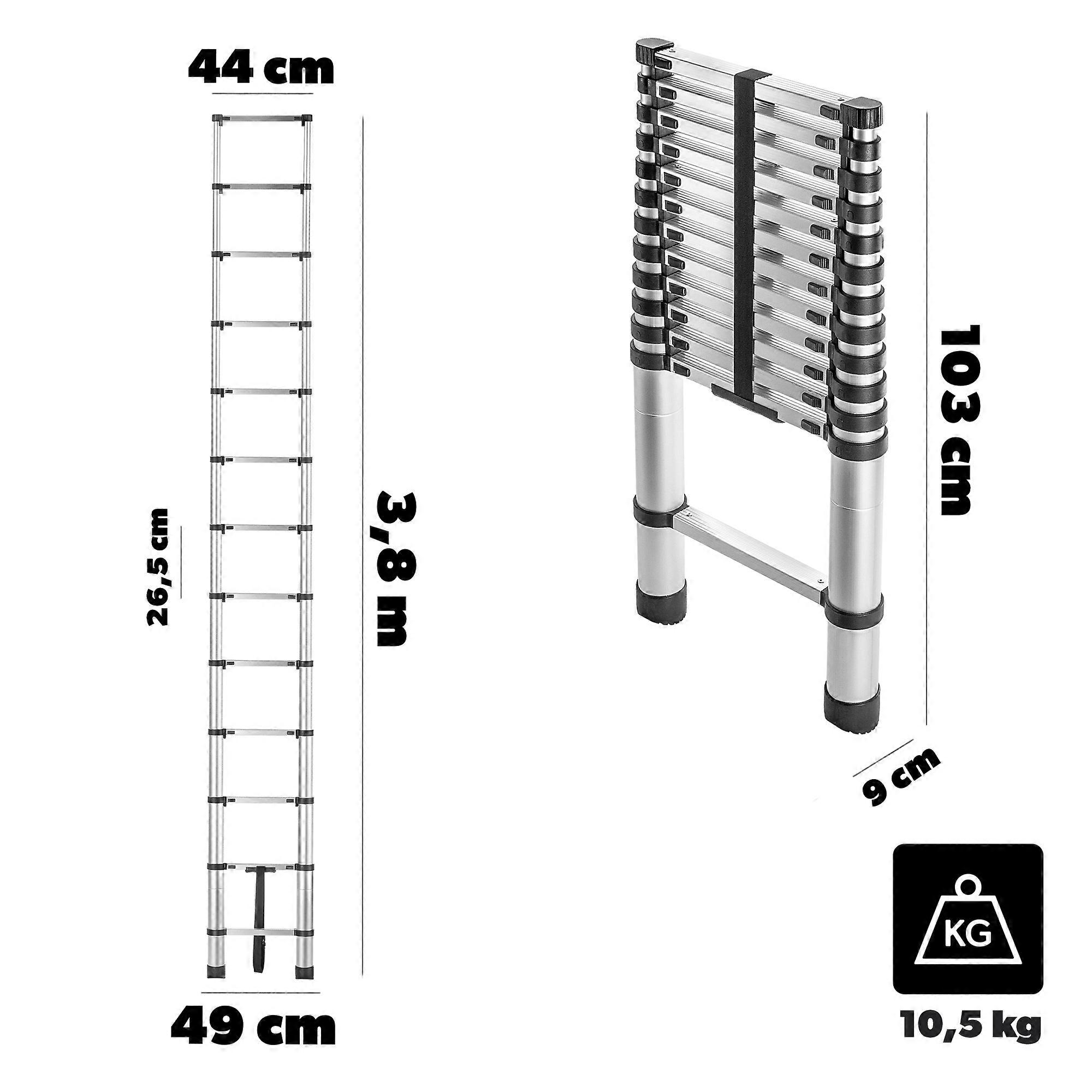 KADAX Aluminium Telescopic Extendable Folding 13 Step Home Ladder 125kg
