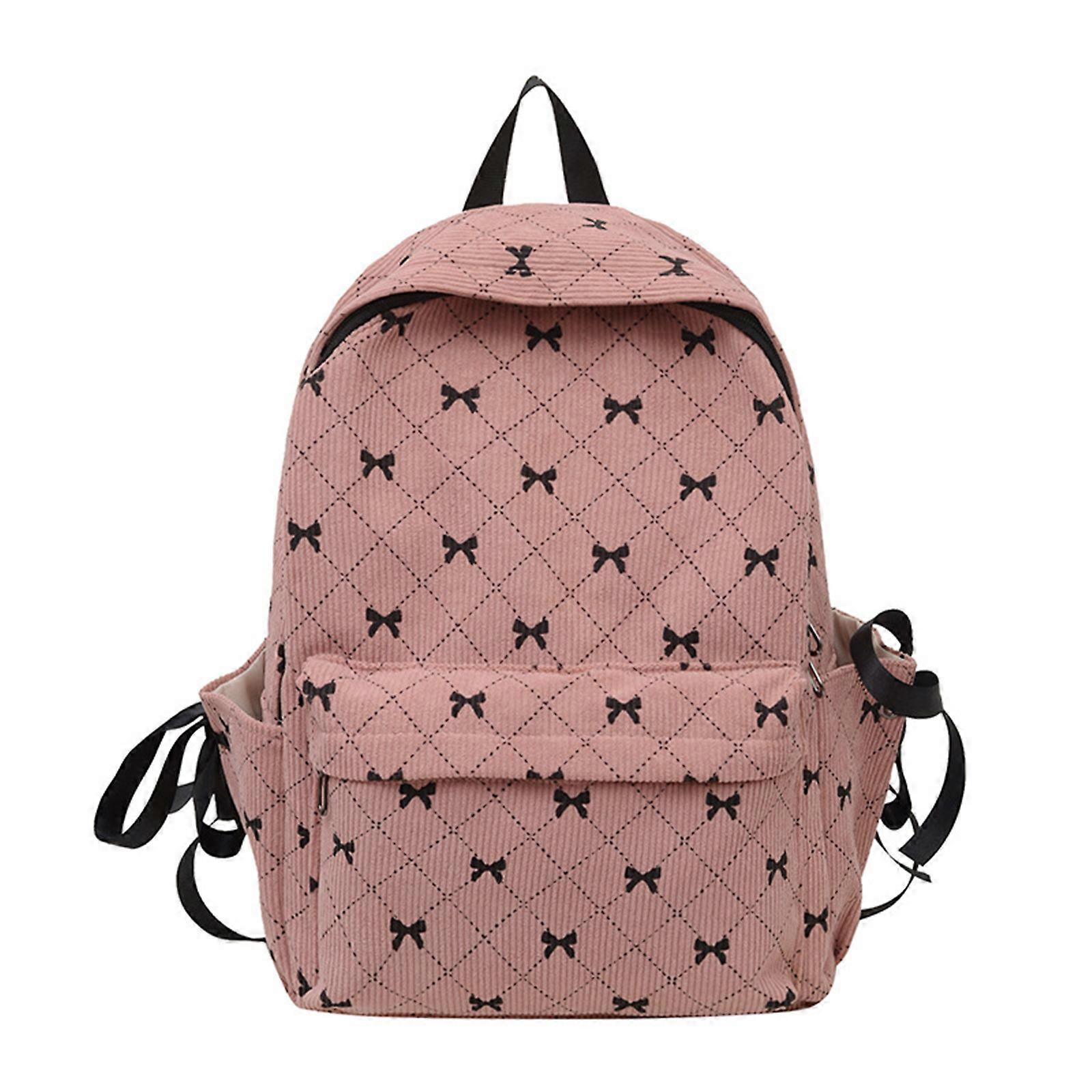 Elegant Corduroy Backpack for University Students School Bag Casual Daypack Large Capacity for Various Occasion Pink