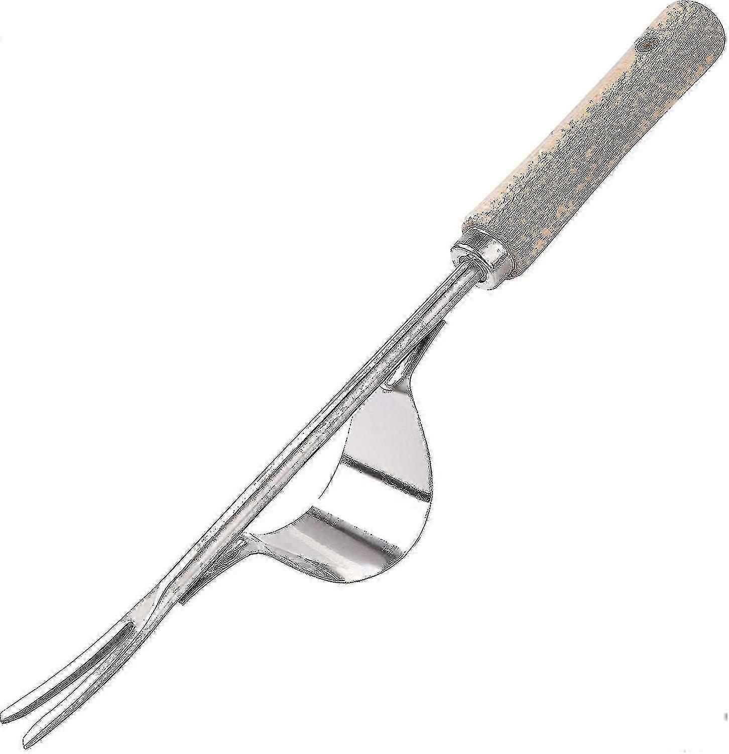Aço inoxidável Weeder Garden Manual Weeder Root Puller Aço Inoxidável Weeder Gardening Fork Com madeira natural para cavar capina Afrouxamento 3 High