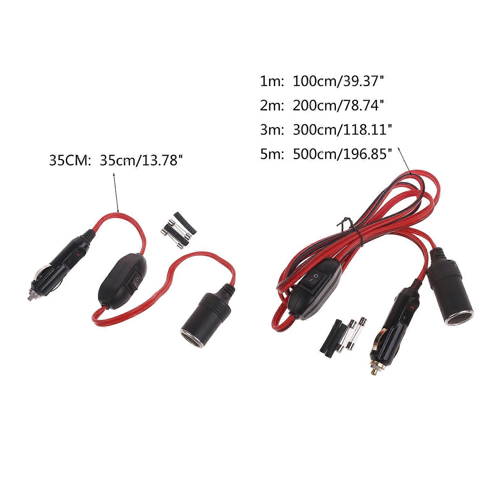 Cigarette Lighter Extension Cord with Switches Male Plug to Female Socket  Heavy Duty Extension Cable with LED Lights Multicolor