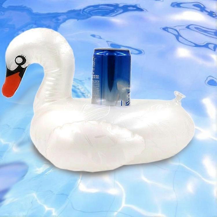 Patterned White Swan Shape Thickened Environmentally Friendly PVC Inflatable Coasters Floating Water Drink Cup Holder