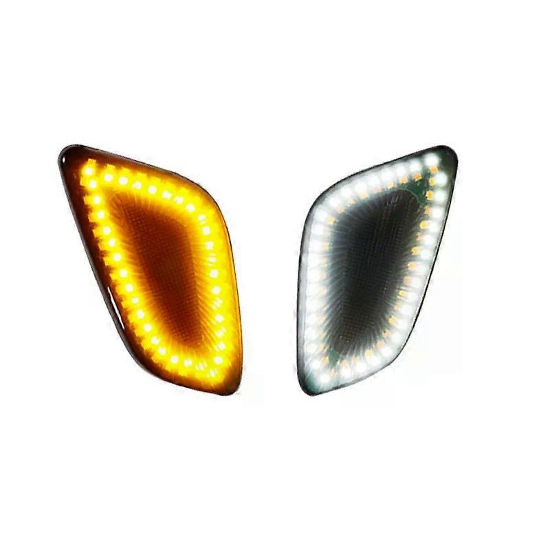 Applies toFor Jeep Wrangler 1997-2006 Switchback Amber LED Car Front Fender Side Marker Turn Signal Lights w/ White DRL/Driving Lights 12V