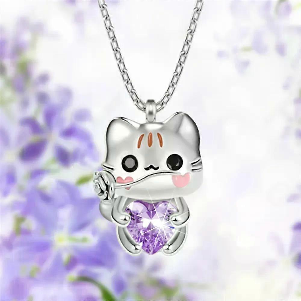 יצירתי קריקטורה חתול לב קריסטל שרשרת תליון לנשים מעולה בעלי חיים תכשיטים אביזרי מסיבת מתנות לידה יפה
