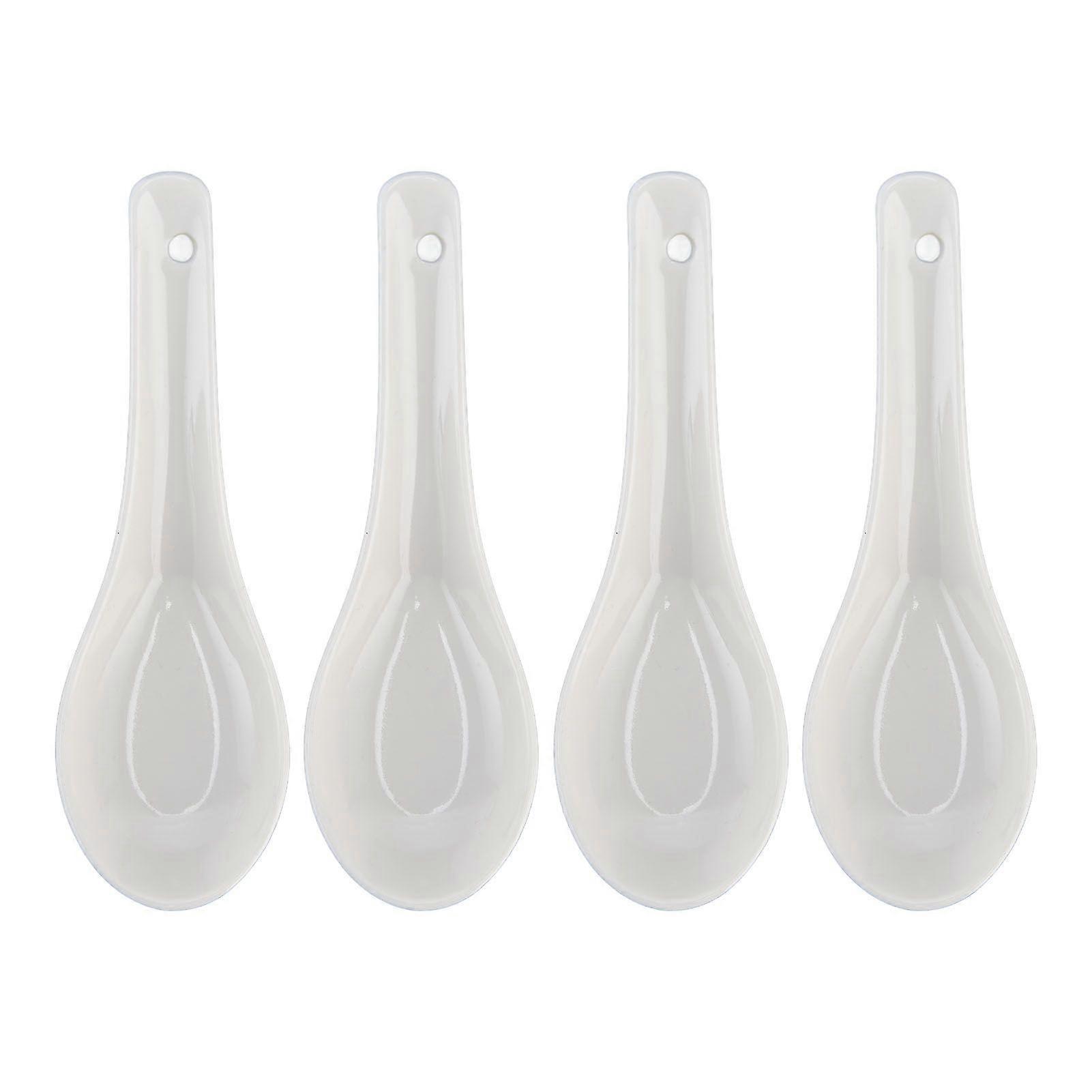 Long Handle Ceramic Spoon for Soup or Chinese Tableware