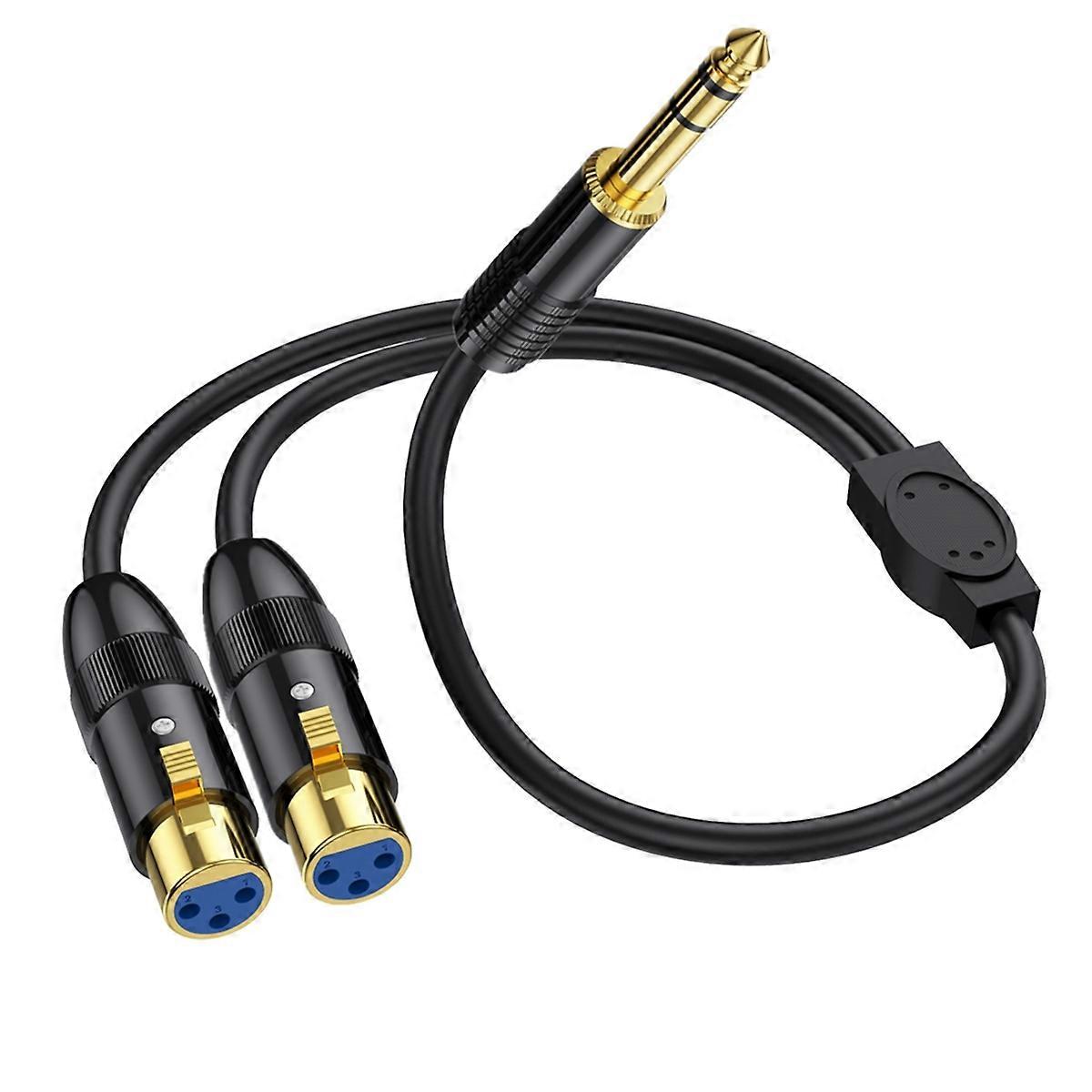 Dual Female XLR To 1/4 inch TRS Stereo Male Plug A