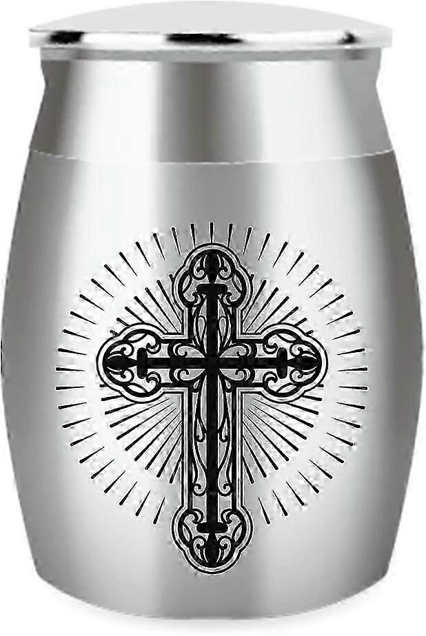 1.57 Inch Small Keepsake Urns for Human and Pet Ashes Mini Cremation Urns for Ashes Stainless Steel Memorial Ashes The Cross Pattern Design Decorative
