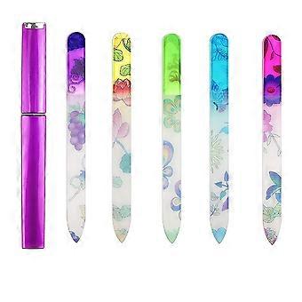 5 Stuks Glazen Nagelvijl Buffers met Etuis, Kristal Glas Nagel Buffers Manicure Hulpmiddelen voor Nagelverzorging