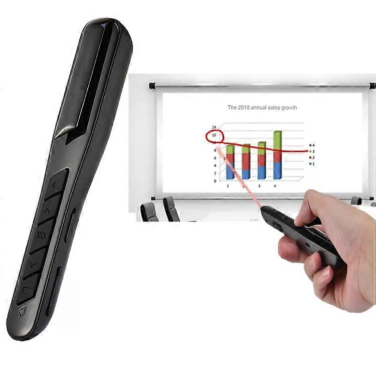 Wireless Air Mouse Presenter-2.4GHz,10m Range,Red Laser Clicker,Black