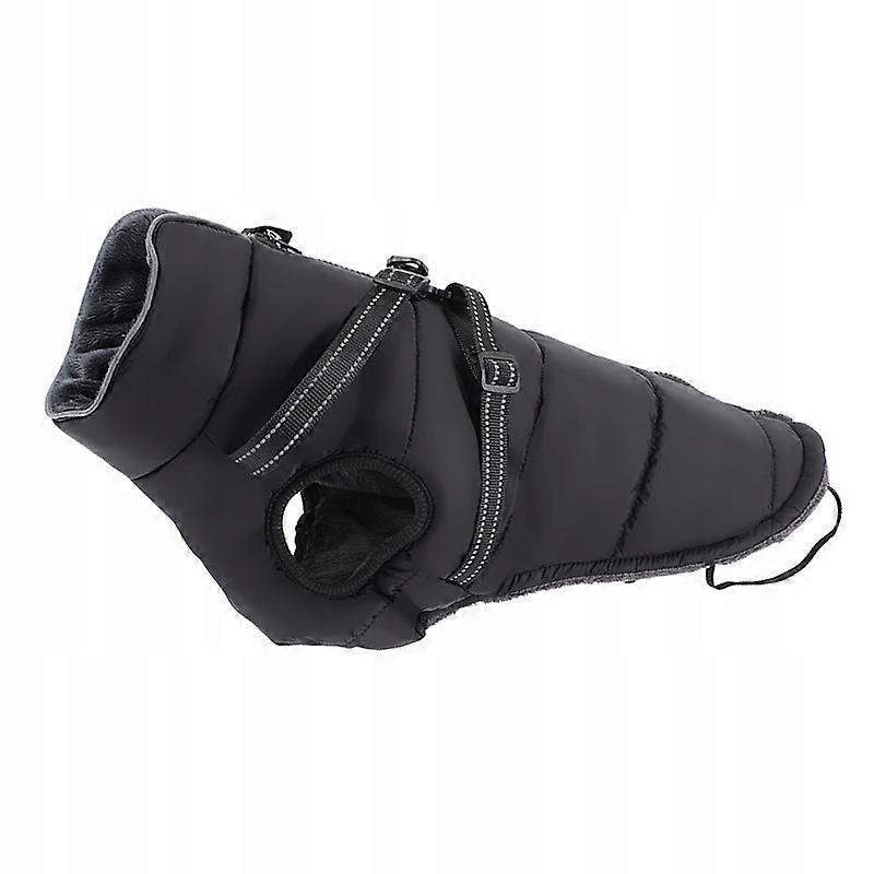 Jacke Hundekleidung Warme Winterweste schwarz mit Geschirr L