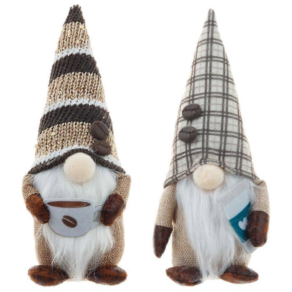 2 Pcs Christmas Gnomes Handmade Dwarf Collectible Figurines Plush Doll for Coffee Bar