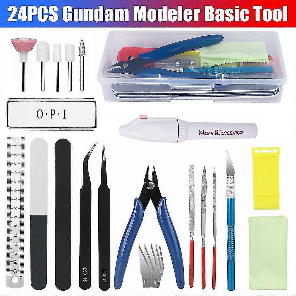 24PCS Basic Modeler Tool Set Craft Hobby Model Car Building Fix Kit For Gun
